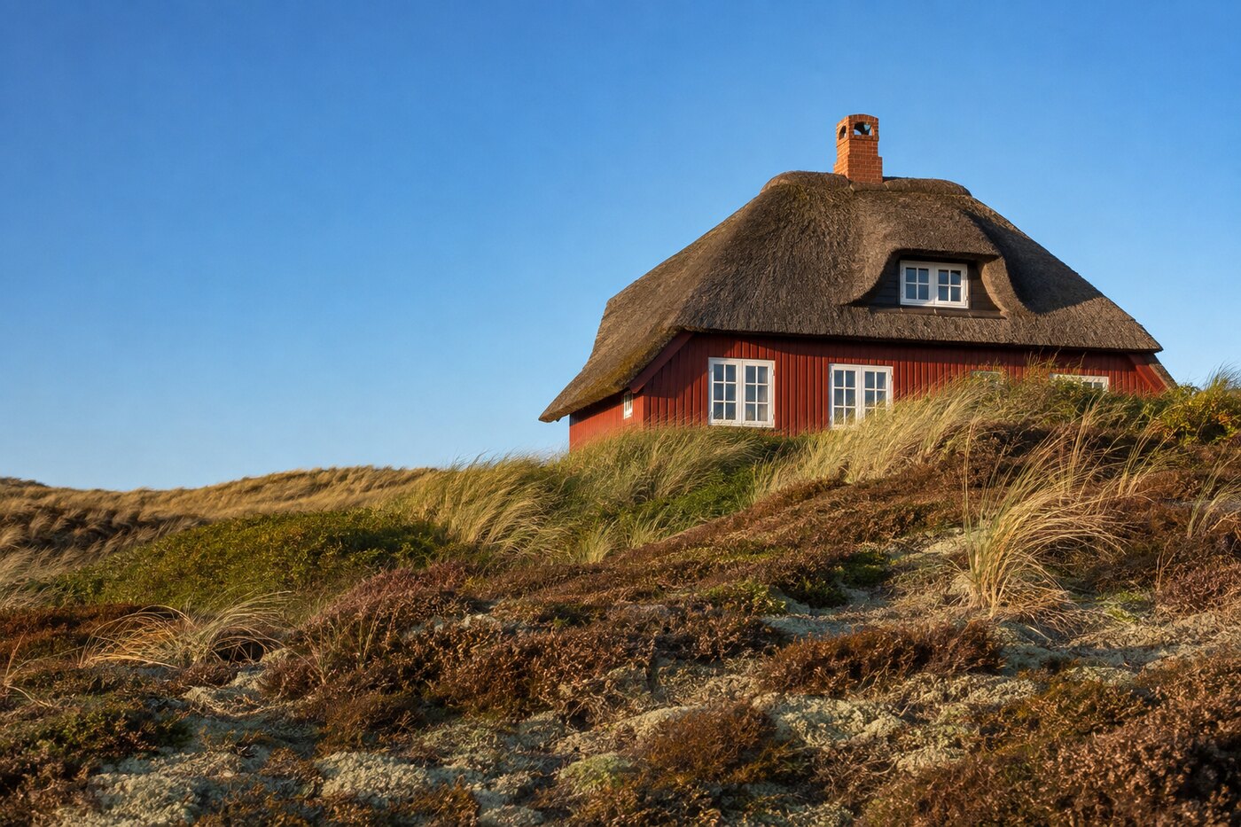 A thatched holiday home in the dunes near Oksbøl