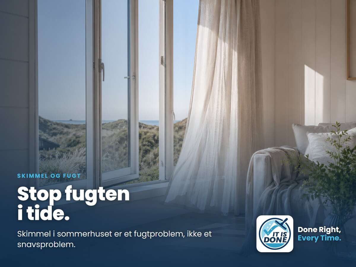 Skimmel og fugt i sommerhuset: et fugtproblem, ikke et snavsproblem